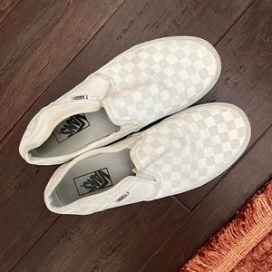 white checker slip on Vans